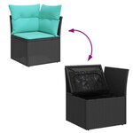 vidaXL Salon de jardin 9 Pièces avec coussins noir résine tressée
