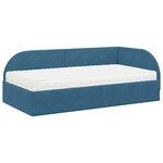 vidaXL Cadre de lit d'angle avec matelas 2 Pièces Bleu Velours