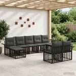 vidaXL Ensemble de canapés d'extérieur 9 Pièces Noir et Gris foncé
