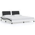 vidaXL Cadre de lit sans matelas blanc et noir 200x200 cm similicuir