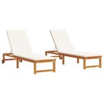 vidaXL Transat 2 Pièces Marron 53 x 202 x 89cm Bois d'acacia massif