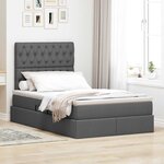 vidaXL Lit de rangement LED avec matelas Gris foncé 120 x 200 cm Tissu