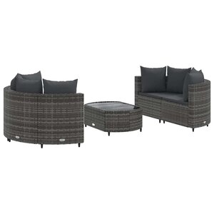vidaXL Salon de jardin 5 Pièces avec coussins gris résine tressée