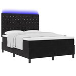 vidaXL Lit à ressort LED avec matelas Noir 140 x 190 cm tissu