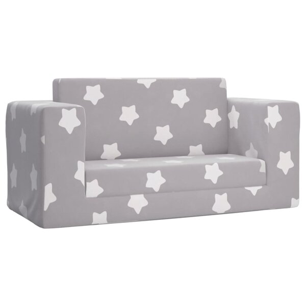 vidaXL Canapé-lit enfant 2 places gris clair étoiles peluche douce