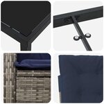 vidaXL Set de salle à manger de jardin 5 pièces avec coussins en rotin gris