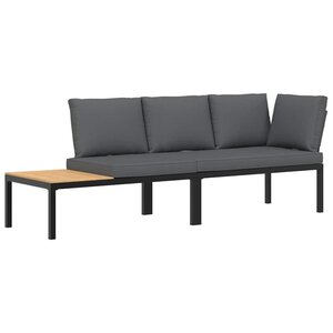 vidaXL Salon de jardin 2 Pièces avec coussins noir aluminium