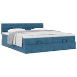 VidaXL Cadre de lit ottoman avec matelas bleu foncé 180x200 cm velours