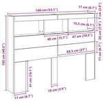 vidaXL Armoire tête de lit avec LED chêne artisanal 140x17x102 cm