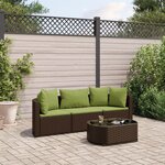 vidaXL Salon de jardin 4 Pièces avec coussins marron résine tressée