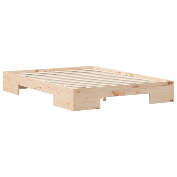 vidaXL Cadre de lit surélevé Marron 135 x 190 cm Bois massif en pin