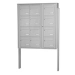 Bloc collectif Leabox  3x4  grade 3  simple face  extérieur  fixation sur pieds à sceller  gris clair ral 7035 finition brillante