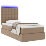vidaXL Lit avec rangement et LED Cappuccino 100 x 200 cm Simili cuir