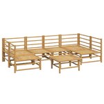 vidaXL Salon de jardin 7 Pièces avec coussins gris clair bambou