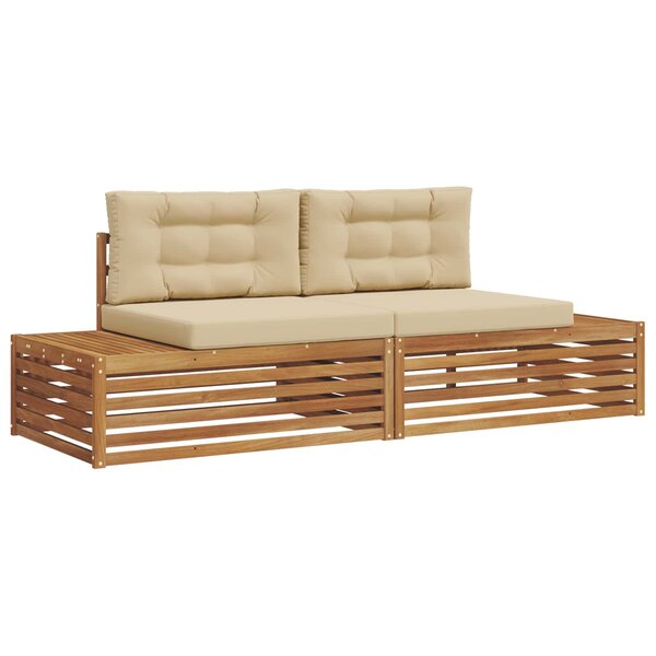 vidaXL 2 pc Ensemble de canapés d'extérieur Naturel et Beige