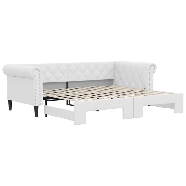 vidaXL Lit de jour avec lit gigogne blanc 90x200 cm similicuir