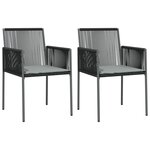 vidaXL Chaises de jardin et coussins lot de 2 noir 54x60 5x83 5 cm