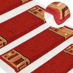 vidaXL Tapis d'escalier autocollants 15 Pièces 65x21x4 cm Rouge