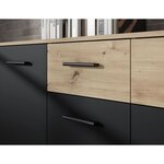 Buffet Particules mélaminé - chêne et noir - 2 portes + 4 tiroirs - 122 6 x 34 2 x 81 7 cm