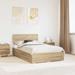 vidaXL Cadre de lit Chêne Sonoma 135 x 190 cm Bois d'ingénierie