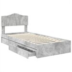 vidaXL Lit de Rangement Gris béton 90 x 190 cm Bois d'ingénierie