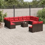 vidaXL Salon de jardin avec coussins 13 Pièces marron résine tressée