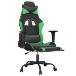 vidaXL Chaise de jeu avec repose-pied Noir et vert Similicuir