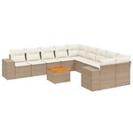 vidaXL Salon de jardin 11 Pièces avec coussins beige résine tressée