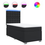 vidaXL Sommier à lattes de lit avec matelas Noir 90x200 cm Similicuir