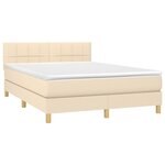 vidaXL Sommier à lattes de lit avec matelas LED Crème 140x200 cm Tissu