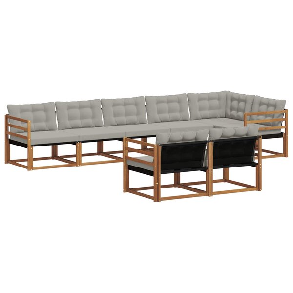 vidaXL Ensemble de canapés d'extérieur 8 pc Gris Naturel et Clair