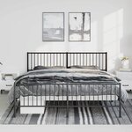 vidaXL Cadre de lit métal sans matelas avec pied de lit noir 183x213cm