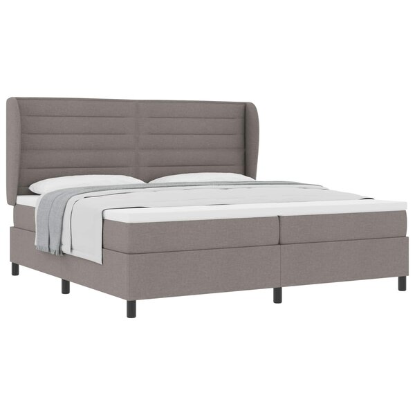 vidaXL Lit à ressorts avec matelas Taupe 200 x 200 cm tissu