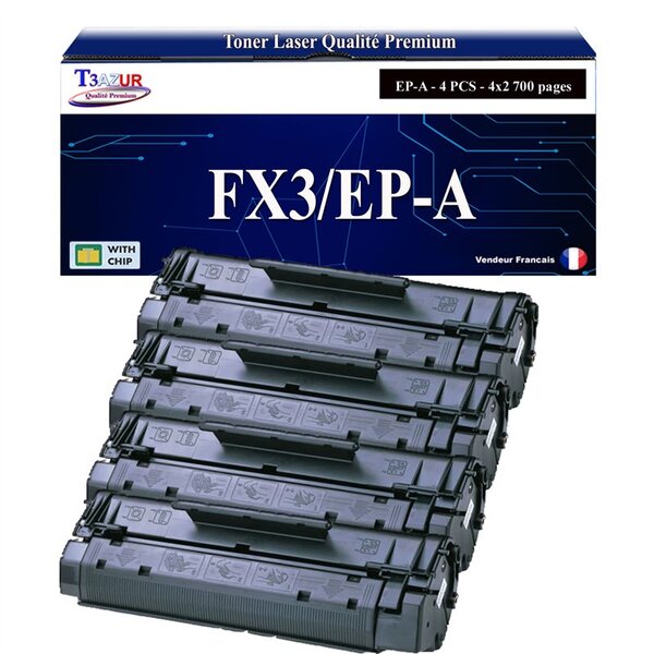 T3AZUR -4x Toners compatibles avec Canon FX3 / EP-A pour Canon T-Fax 374  T-Fax 382  T-Fax 8300  T-Fax 8400  T-Fax 8401  T-Fax 8500  T-Fax 8600  T-Fax 8601