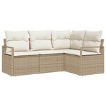 vidaXL Ensemble de canapé de jardin avec coussin 4 Pièces Beige et crème