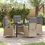 vidaXL Ensemble de jardin de 5 pièces avec coussins Beige Poly Rattan
