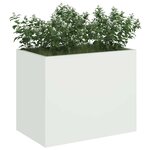 vidaXL Cache-pot de jardin Blanc 50 x 32 x 40 cm Acier laminé à froid