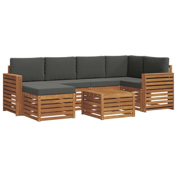 vidaXL Ensemble de canapés d'extérieur 7 pc Naturel et Anthracite