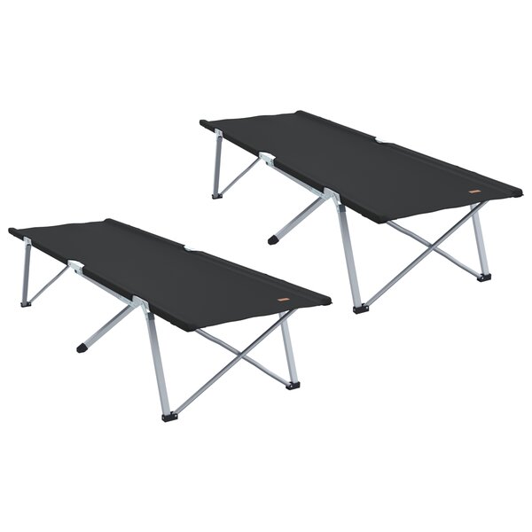 vidaXL Lits de camping pliants 2 Pièces avec sac de transport Noir Tissu Oxford 600D