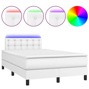 vidaXL Sommier à lattes de lit matelas LED blanc 120x190 cm similicuir