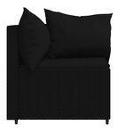 vidaXL Canapés d'angle de jardin et coussins 2Pièces Noir Résine tressée