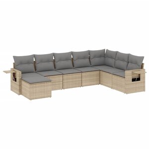 vidaXL Salon de jardin avec coussins 8 Pièces beige résine tressée