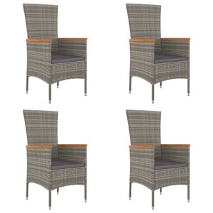vidaXL Chaises de jardin avec coussins lot de 4 Résine tressée Gris
