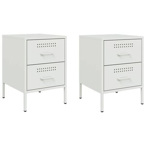 vidaXL Tables de chevet 2 Pièces blanc 36x39x50 5 cm acier