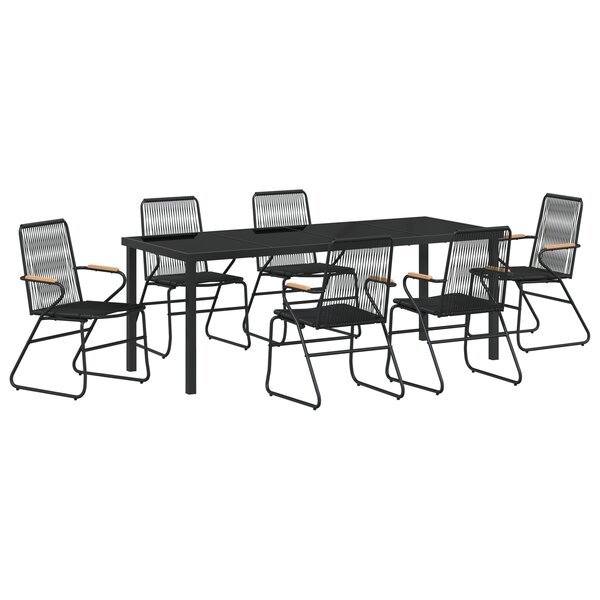 vidaXL Ensemble de salle à manger de jardin 7 pièces Noir Rattan PVC