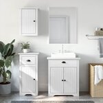 vidaXL Meubles de salle de bain 3 Pièces BODO blanc bois de pin massif