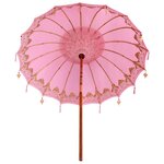 vidaXL Parasol balinais Rose (210-220) x 260 cm Coton et bois massif