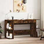 vidaXL Bureau chêne fumé 140x50x75 cm bois d'ingénierie