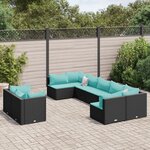 vidaXL Salon de jardin 9 Pièces avec coussins noir résine tressée