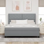 vidaXL Lit à ressorts avec matelas et lumière LED grise clair 180x200 cm en tissu